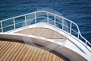 dive boat in the Red sea with wood deck