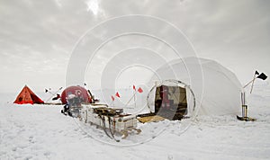 Dive camp of a polar research expedition