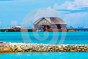 Dive center Olhuveli island view Maldives