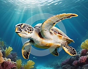 Adorable Baby Sea Turtle: Cartoon Illustration