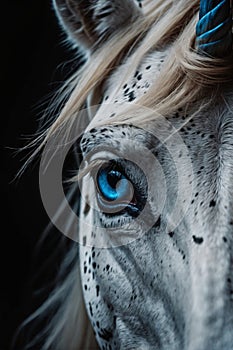 Azure Gaze: Close-up of Speckled Unicorn\'s Eye photo