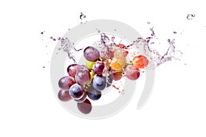Dive into freshness with this stunning image of grapes caught in a splash of water