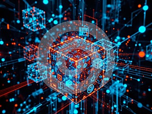 Illuminating the Future of Data Processing An Abstract Neon Cube Network Visualization