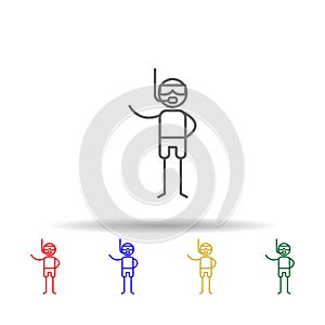 Diver, adventure multi color style icon. Simple thin line, outline vector of Adventure icons for ui and ux, website or mobile