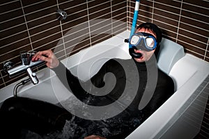 Diver in bath immersion