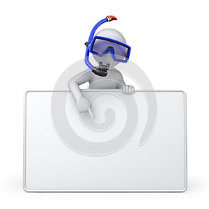 Diver with a blank board