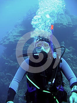 Diver in deep