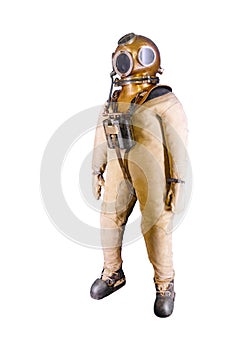 diver deep sea suit isolated on white