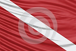 Diver Down flag Wave Close Up, Dive flag