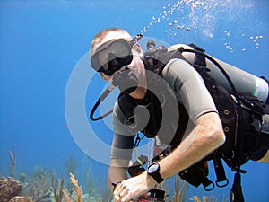 Diver enjoys a sunny dive