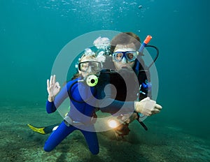 Diver with girl