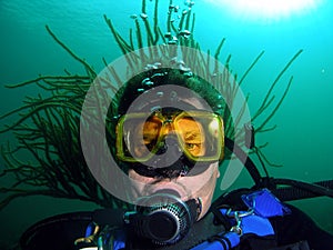 Diver with hairdo photo