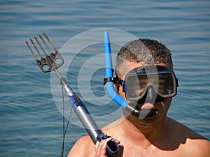 Diver with harpoon