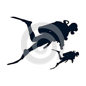 Diver icon in two color design style. diver vector icon modern and trendy flat symbol for web site