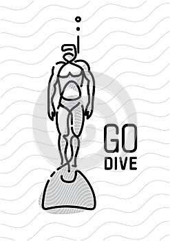 Diver. continuous line