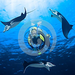 Diver and Manta