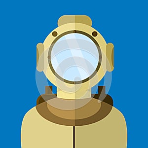 Diver in Old Suit Vector Illustration