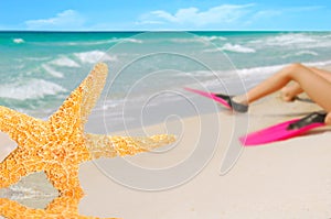 Diver Putting on Fins