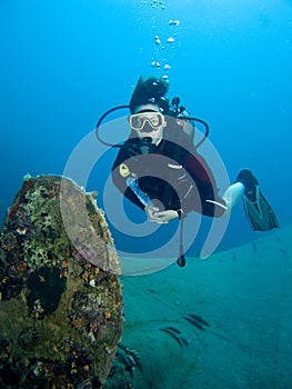 Diver and ship wreck