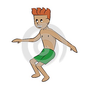 Diver swimmer younf man cartoon isolated