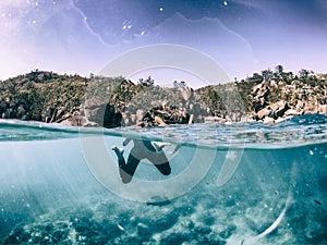 Diver underwater in a beautiful ocean