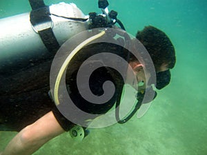 Diver underwater diving