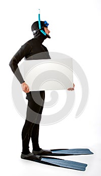 Diver with white empty board