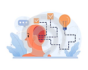 Divergent thinking concept. Flat vector illustration