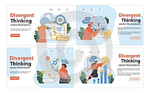 Divergent Thinking set. Flat vector illustration