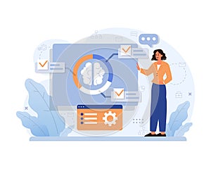 Divergent thinking visualization. Flat vector illustration