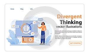 Divergent thinking visualization. Flat vector
