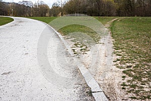 Diverging Path Sidewalk Dirth Path Grass Outdoors Decision Road