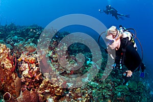 Divers enjoying the reef in St Lucia