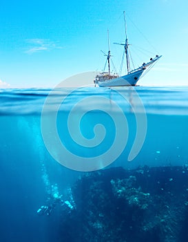 Divers on a shipwreck