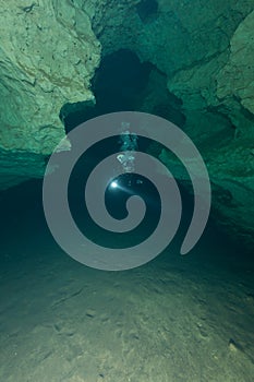 Divers underwater caves diving Florida America