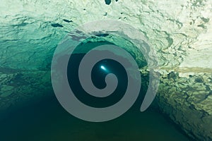 Divers underwater caves diving Florida America