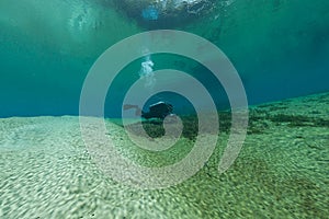 Divers underwater caves diving Florida Jackson Blue cave USA