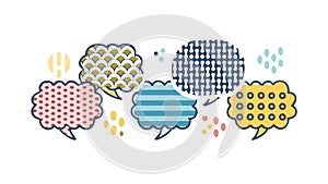 Diverse Abstract Patterned Speech Bubbles Vector Set, vector design Generative AI