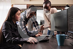 Diverse ai cloud programers talking about html script