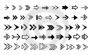 Diverse arrow collection featuring various styles and directions for navigation design and user interface elements in a modern and