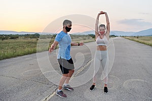 Diverse Athletic Warm-Up: Group Prepares for Intense Running Challenge.