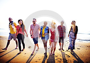 Diverse Beach Summer Friends Fun Bonding Concept photo