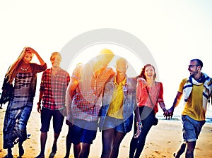 Diverse Beach Summer Friends Fun Bonding Concept