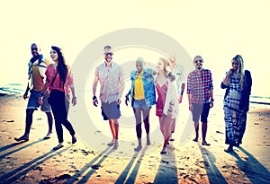 Diverse Beach Summer Friends Fun Bonding Concept photo