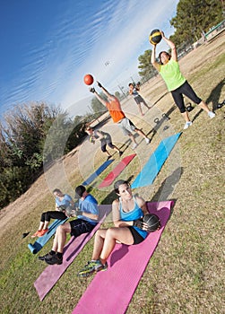 Diverse Boot Camp Fitness Class