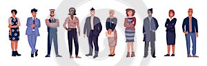 Diverse business characters. Office workers with equal opportunities, multicultural professional team. Vector corporate