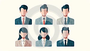 Diverse Business Personas in Minimalistic Flat Design AI Generated photo