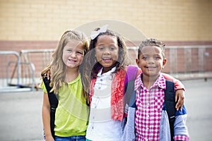 Diverse Children Going to Elementary school photo