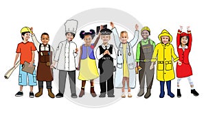 Diverse Children with Various Occupations Concept photo