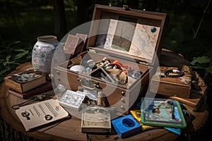 diverse collection of geocaching treasures, each with its own unique story